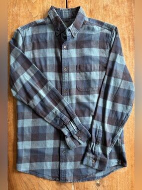 Nordstrom Men’s Medium Plaid Flannel Shirt Trim Fit Long-Sleeve Button-down